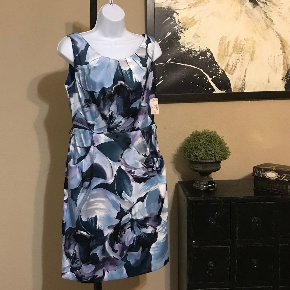 Dressbarn Blue Floral Print Dress 8
